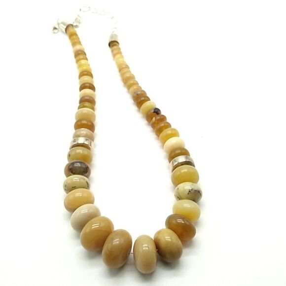 Jay King DTR 925 Necklace Sterling Graduated Yellow Jasper Rondelle Beads - Picture 10 of 16